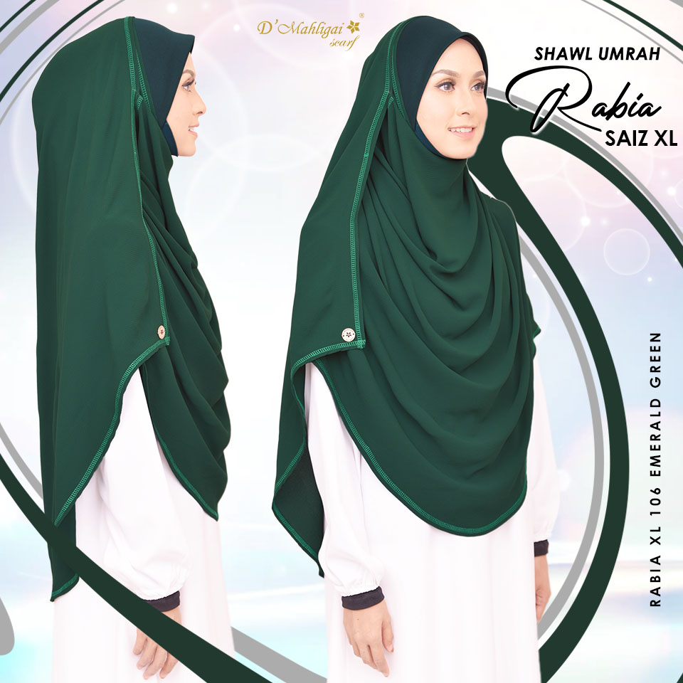 RABIA XL 106 (Emerald Green) • D'Mahligai Scarf